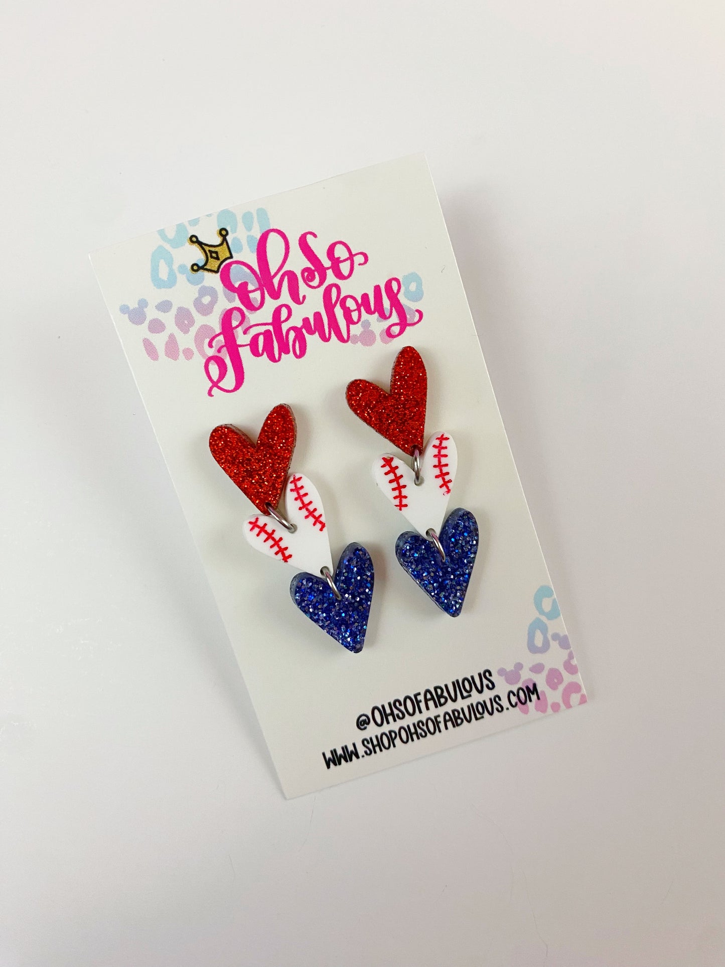 Baseball Heart Stacker Earrings