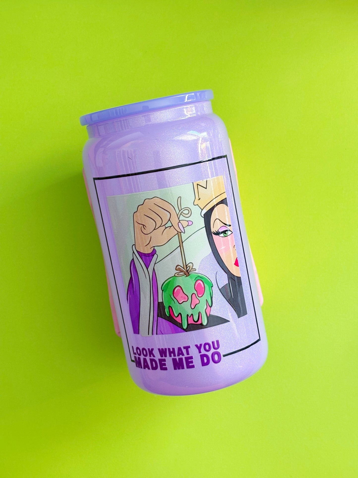 20oz Glass Can Cup /// Evil Queen // Halloween