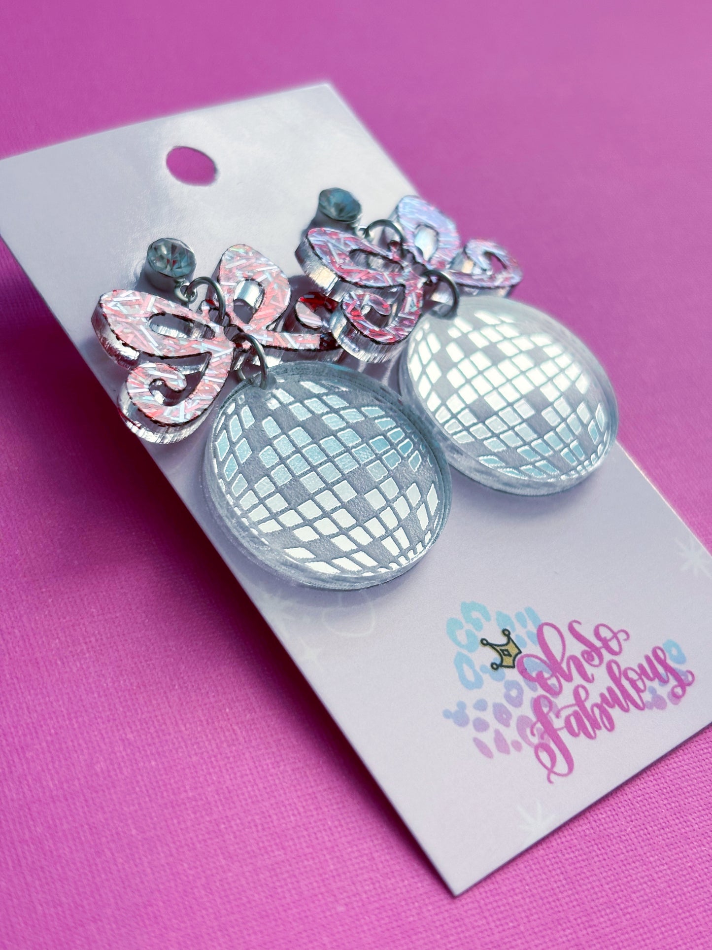 Disco Ball Ornament /// Christmas Dangle Earrings