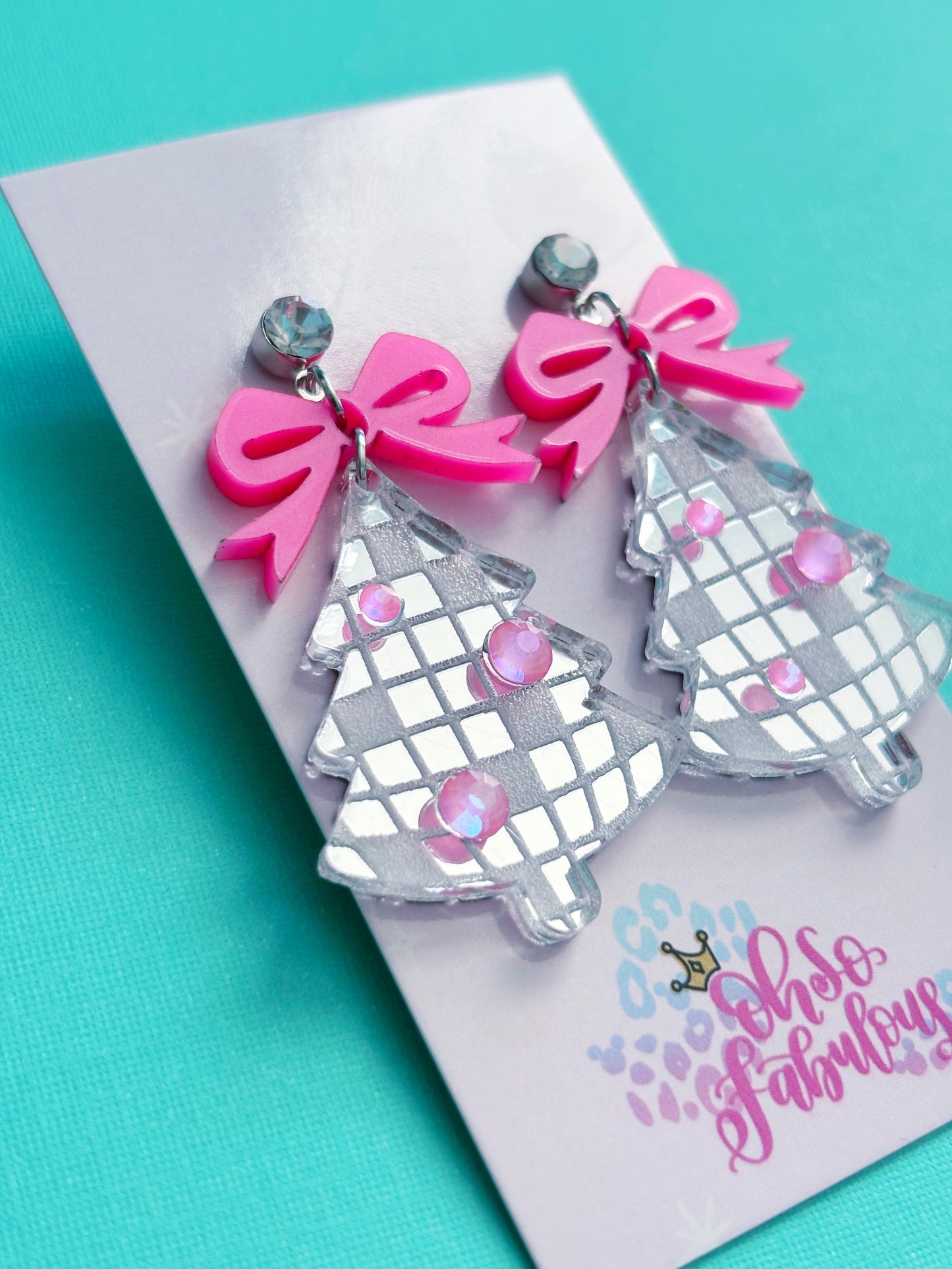 Disco Ball Party Trees /// Christmas Dangle Earrings