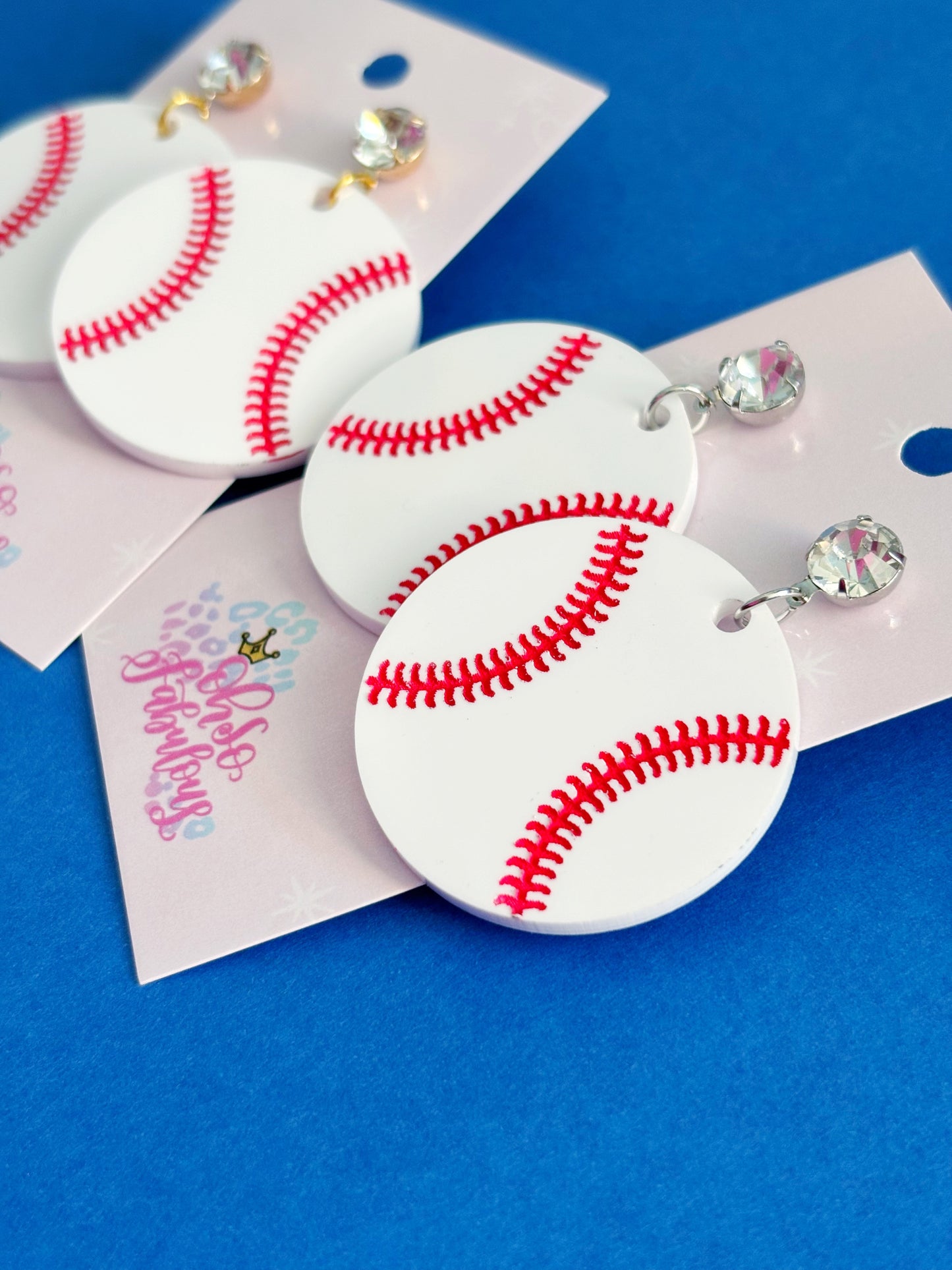 Large Baseball /// Dangle Earrings