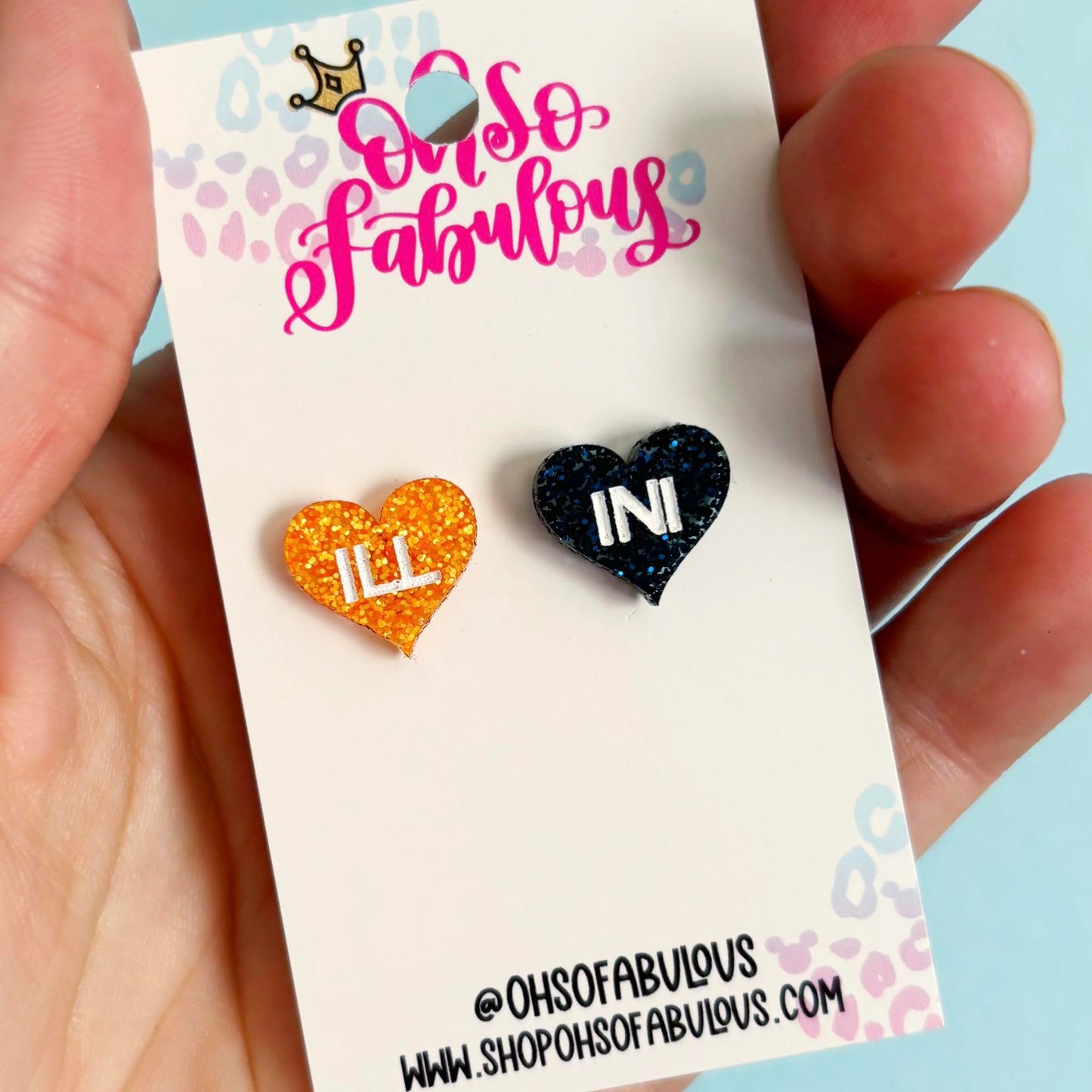 ILL - INI Heart Glitter Stud Earrings