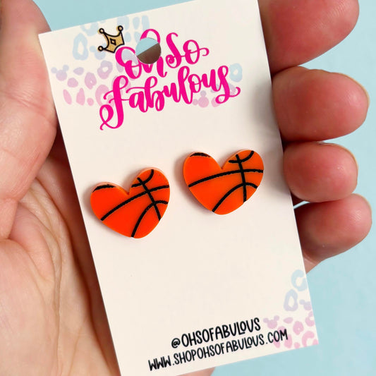 Basketball Heart Studs Earrings