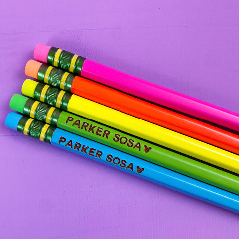 NEON Personalized Pencils // Engraved Pencils // Back to School // Ticonderoga Pencils