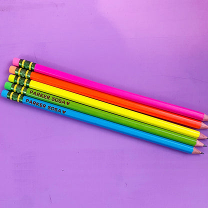 NEON Personalized Pencils // Engraved Pencils // Back to School // Ticonderoga Pencils