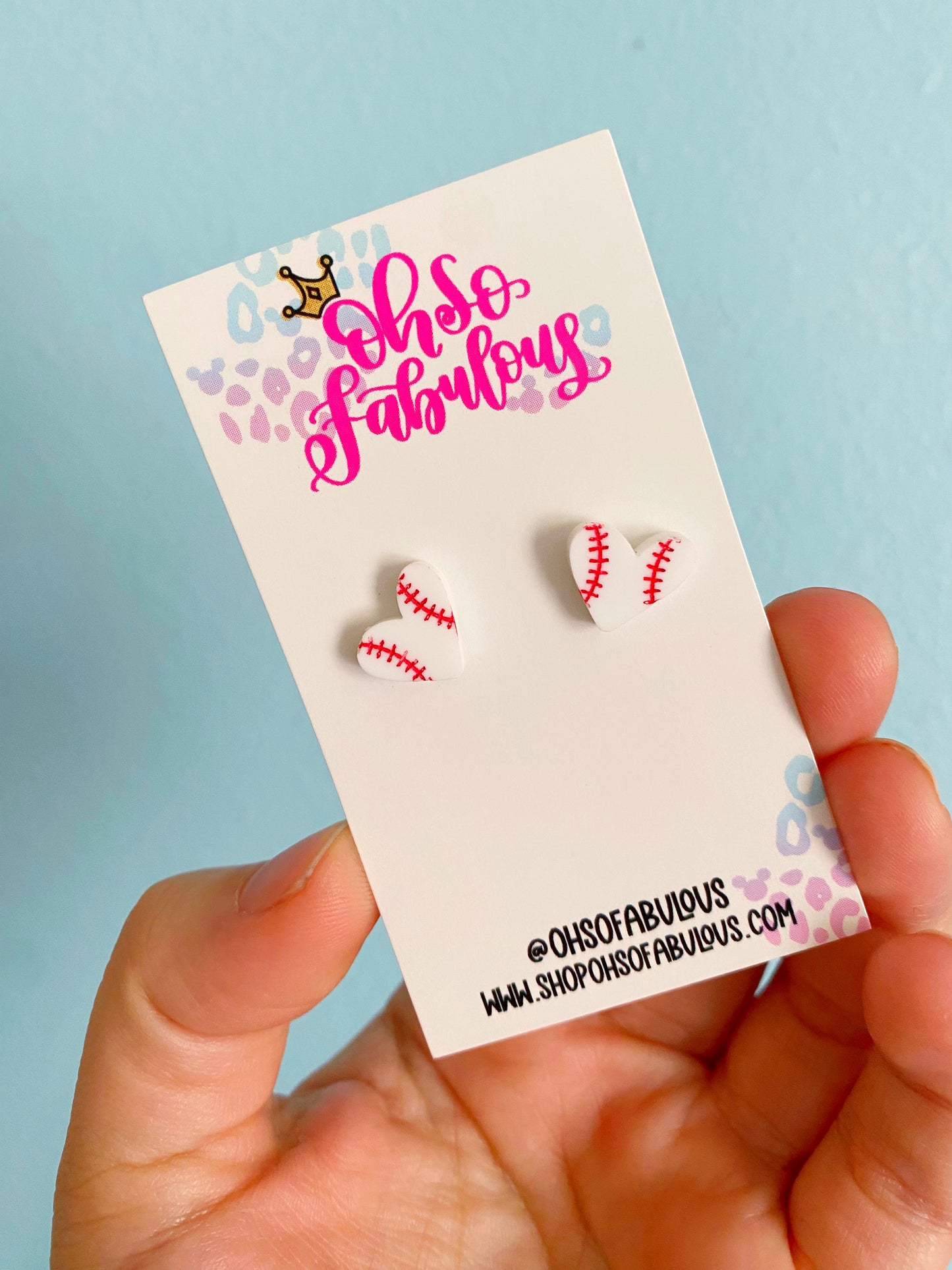 Baseball or Softball Heart Stud Earrings