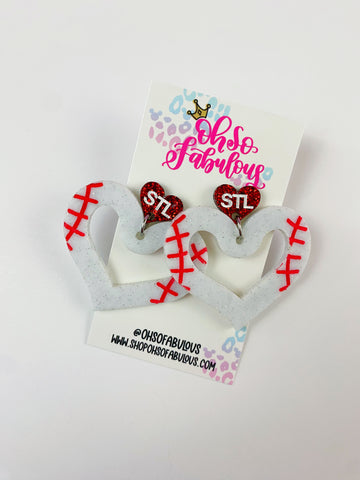 STL Baseball Heart Dangles /// RTS