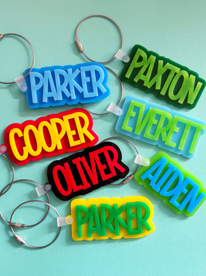 Personalized Name Acrylic Bag Charm /// Backpack Tag