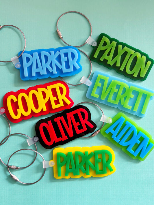Personalized Name Acrylic Bag Charm /// Backpack Tag