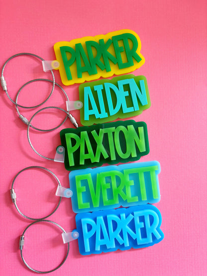 Personalized Name Acrylic Bag Charm /// Backpack Tag