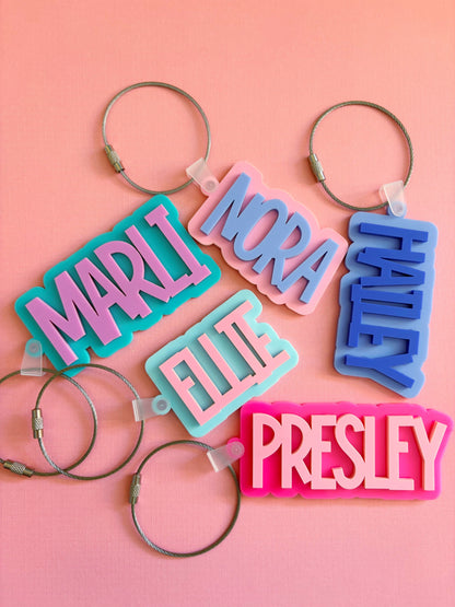 Personalized Name Acrylic Bag Charm /// Backpack Tag