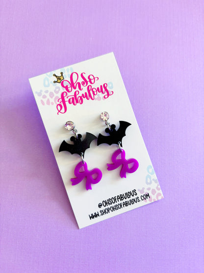 Halloween Coquette Bow Earrings /// Ghost or Bat