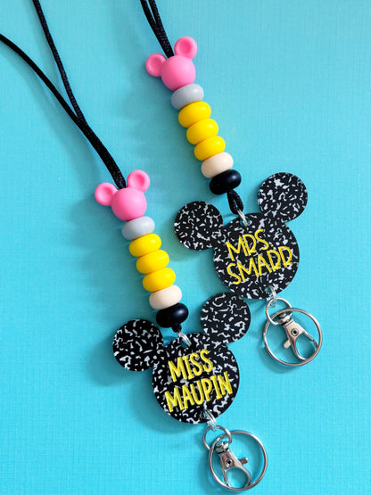 Composition Notebook // Pencil Lanyard /// Personalized Mouse Lanyards