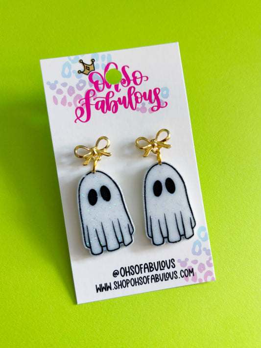 Doodle Ghosts /// Dangle Halloween Earrings