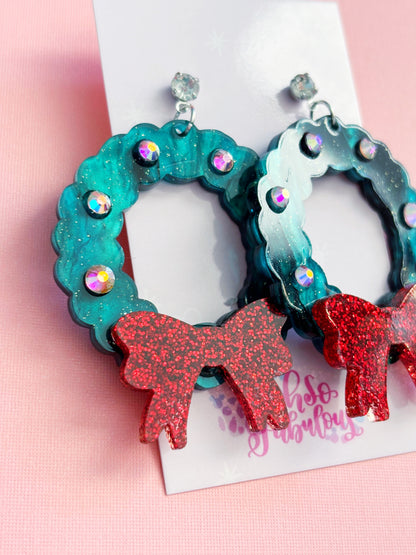 Christmas Earrings /// Wreath Dangles