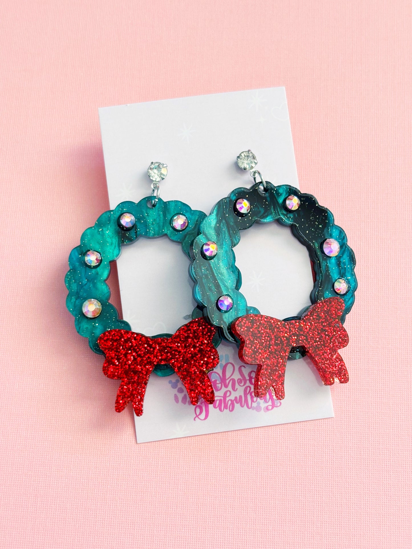 Christmas Earrings /// Wreath Dangles