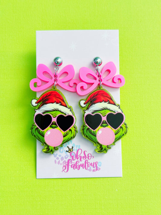 Stylish Grinch /// Christmas Dangle Earrings