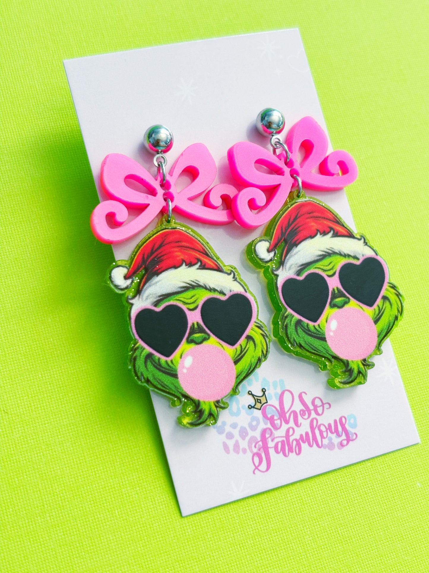 Stylish Grinch /// Christmas Dangle Earrings