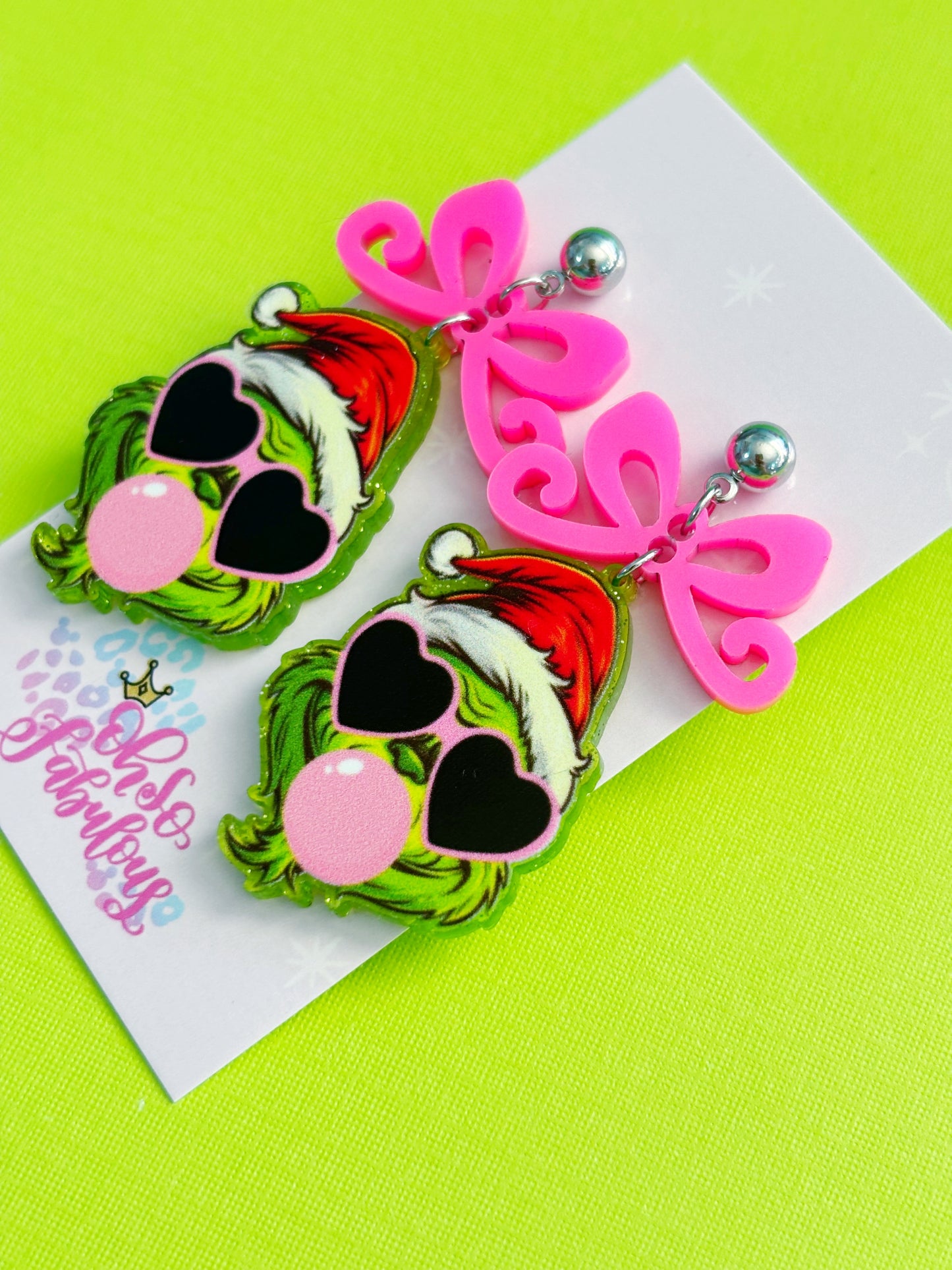 Stylish Grinch /// Christmas Dangle Earrings