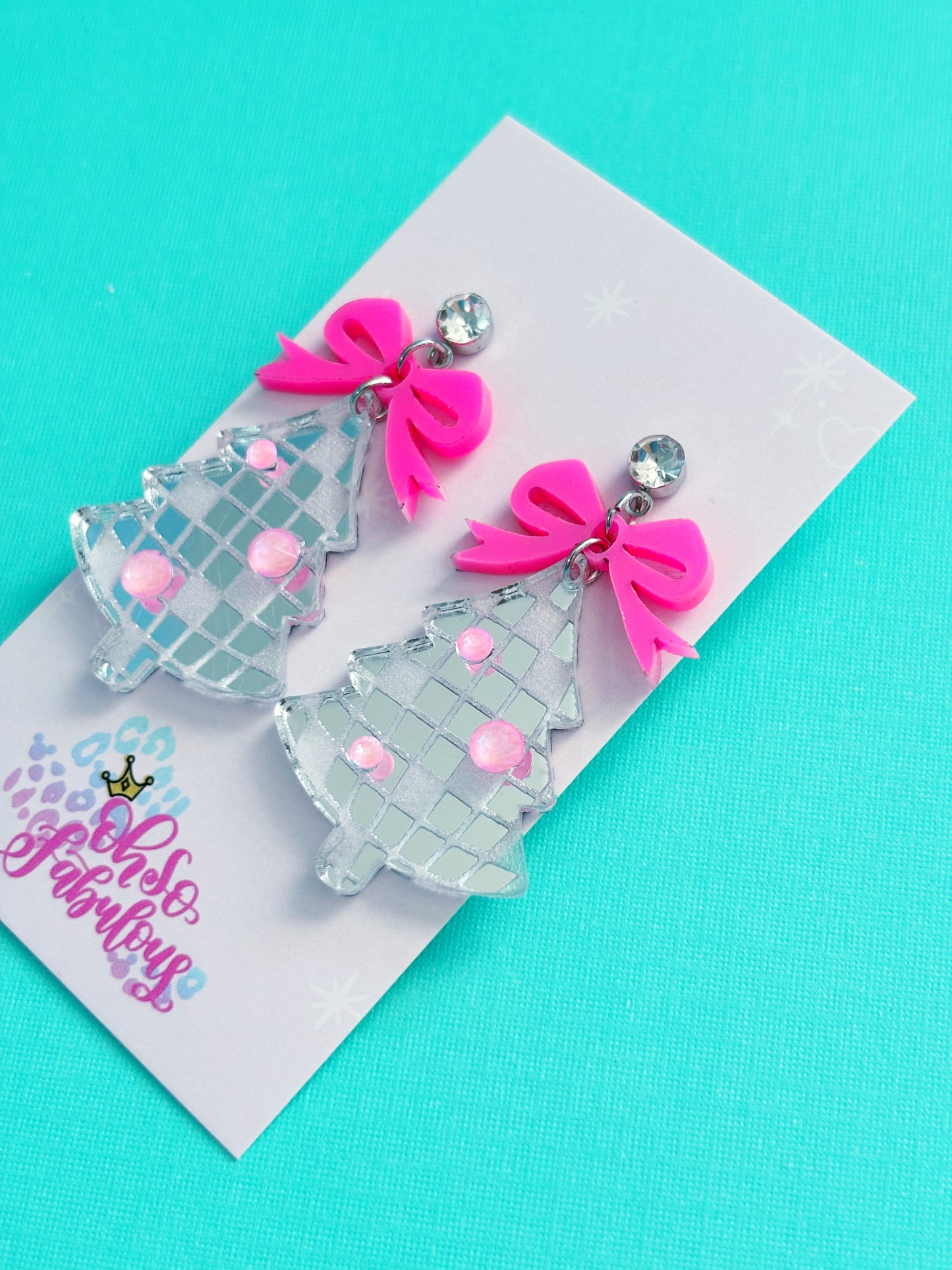 Disco Ball Party Trees /// Christmas Dangle Earrings