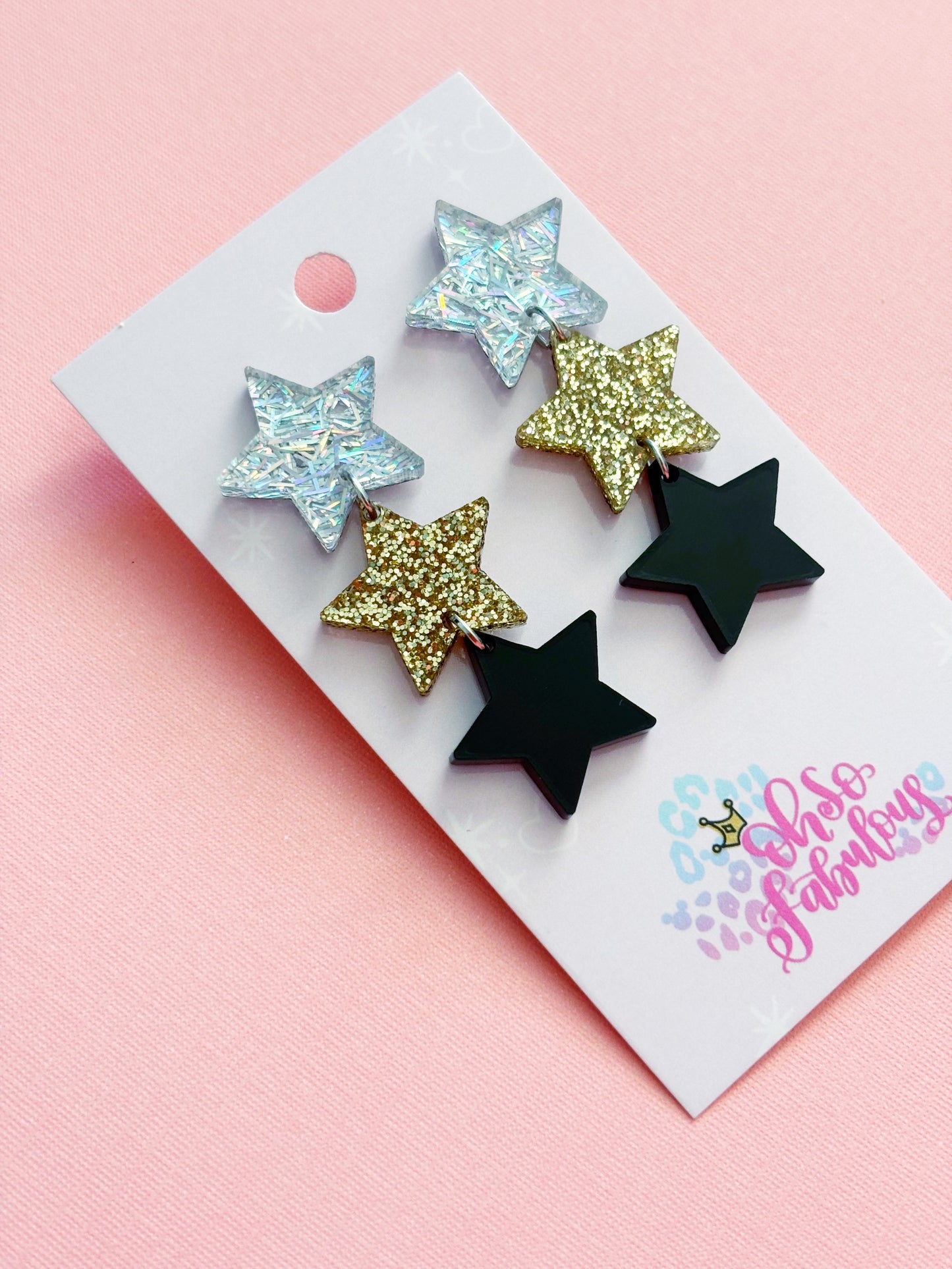 Glitz Star Stacker Earrings /// Holiday Shimmer