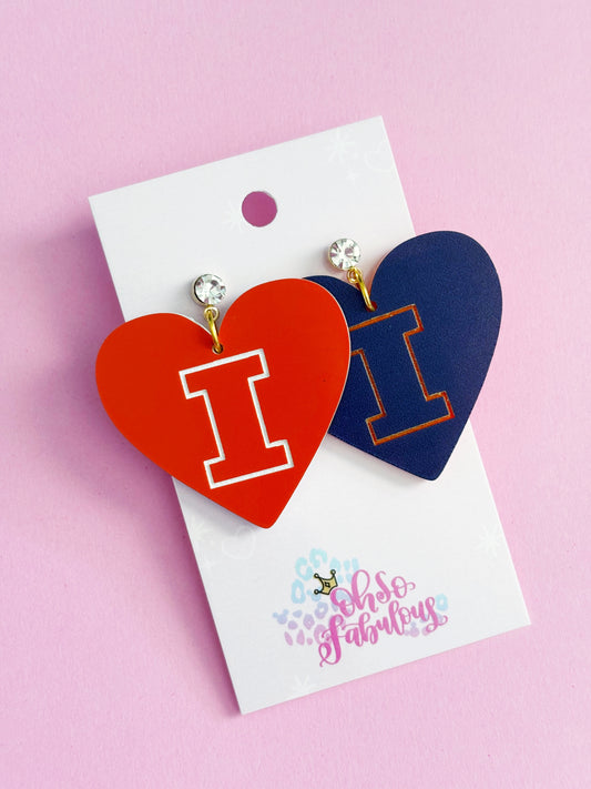 I Heart Orange Large Heart Dangle Earrings