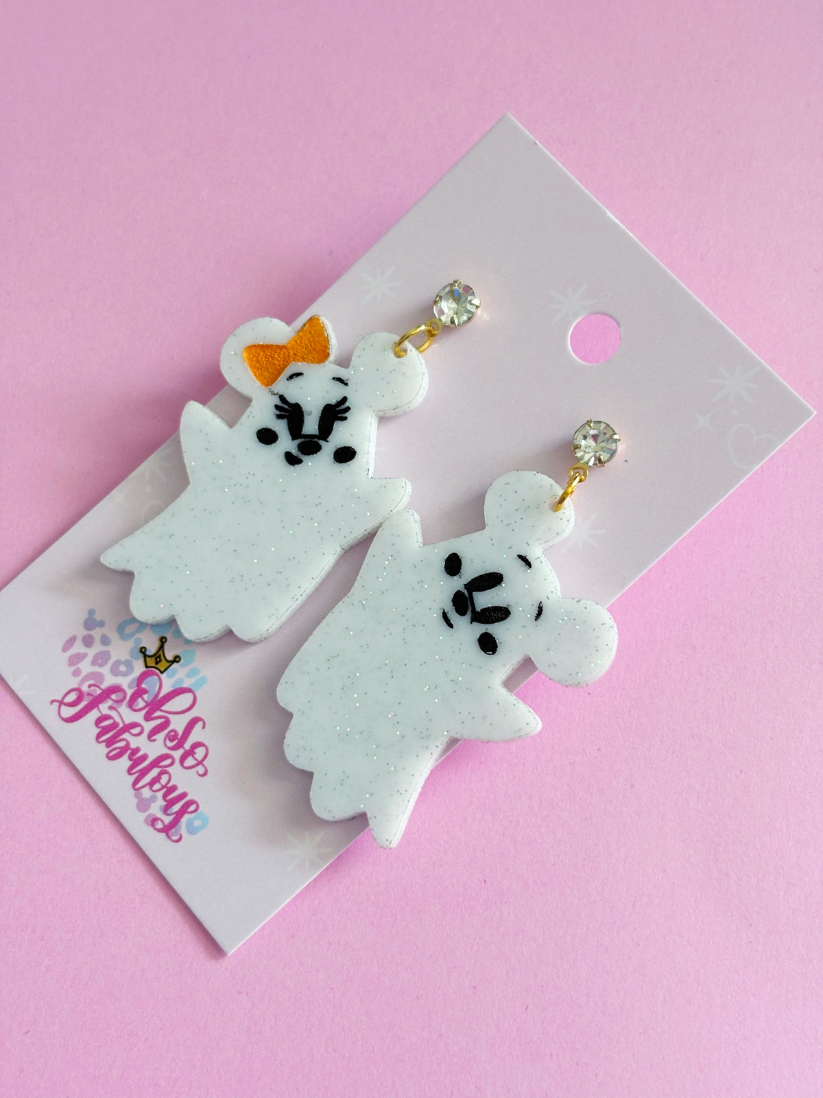 Cutesy Mouse Ghost /// Dangle Halloween Earrings