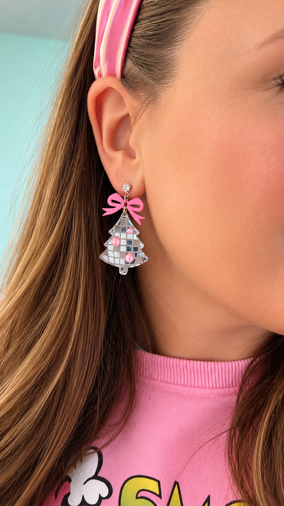 Disco Ball Party Trees /// Christmas Dangle Earrings