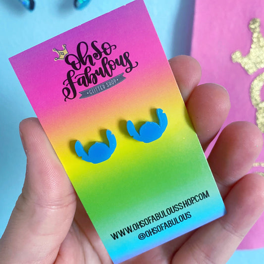 Blue Alien Experiment Stud Earrings