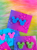 Glitter Mouse Studs /// Brights Collection