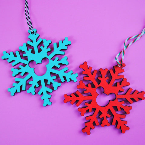 Mouse Snowflake /// Red or Aqua /// Christmas Ornament
