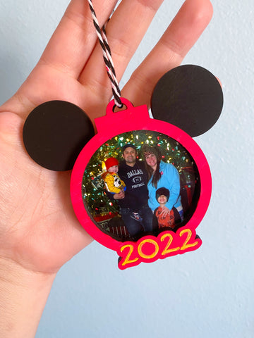2022/2023/2024 Mouse Ears Photo Ornament for DIY