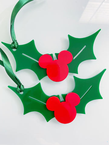 Holly Mouse Christmas Ornament